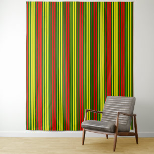Green Yellow Red Vertical Stripes Design Tapestry