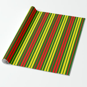 Green Yellow Red Vertical Stripes Design   Wrapping Paper