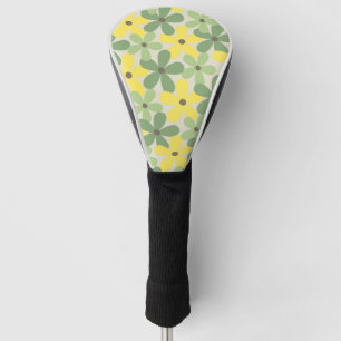 Green Yellow Retro Y2K 70s Flower Pattern Golf Head Cover