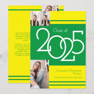Green Yellow School Colours Graduation Announcemen Invitation