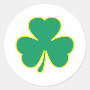 green yellow shamrock classic round sticker