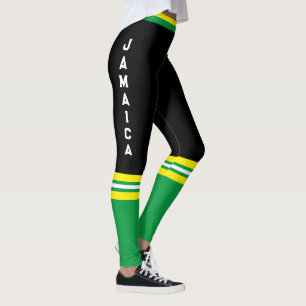Green & Yellow Sports Jamaica Tube Sock Leggings