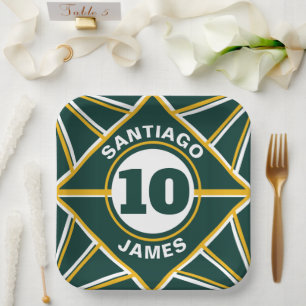 Green & Yellow Sports Theme Paper Plate