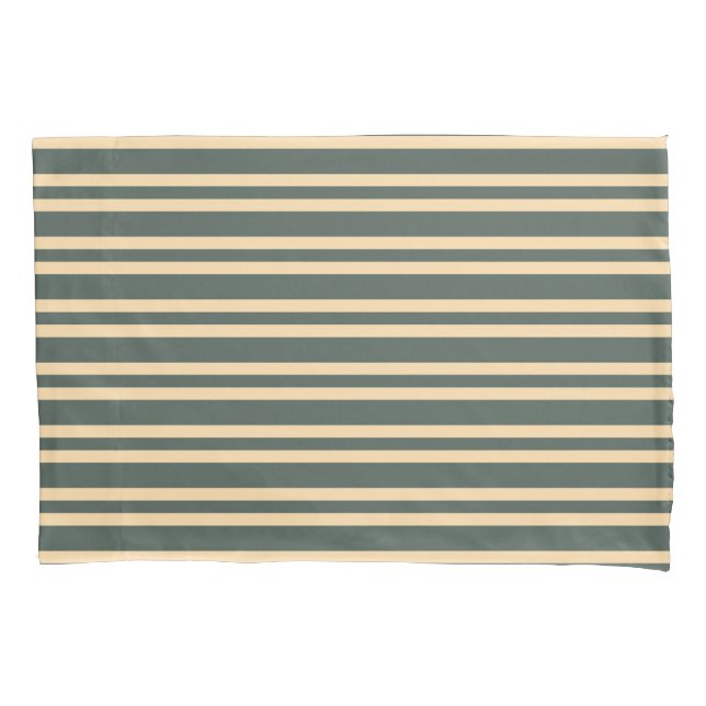 Green Yellow Stripes Pattern Pillowcase (Front-Left)