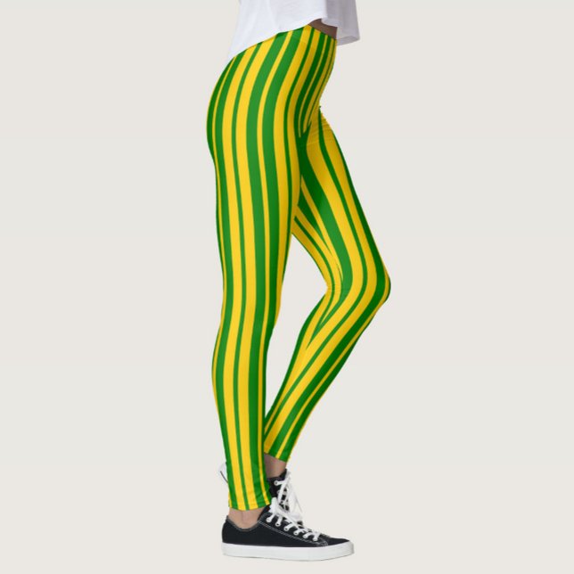 Green Yellow Stylish Stripes Pattern Design  Leggings (Creator Uploaded)