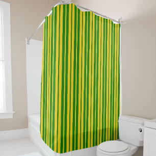 Green Yellow Stylish Stripes Pattern Design Shower Curtain