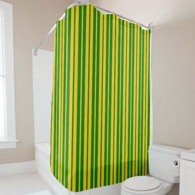 Green Yellow Stylish Stripes Pattern Design  Shower Curtain (Creator Uploaded)