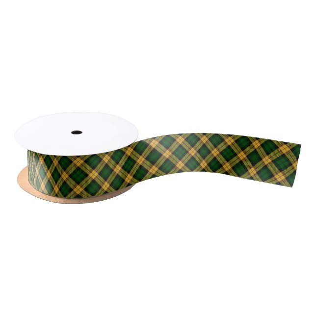 Green Yellow Tartan Plaid Argyle Pattern Satin Ribbon (Spool)
