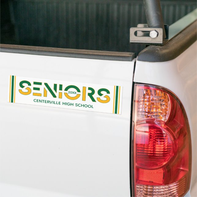 Green & Yellow Two-Colour Seniors Sliced Letters Bumper Sticker (On Truck)