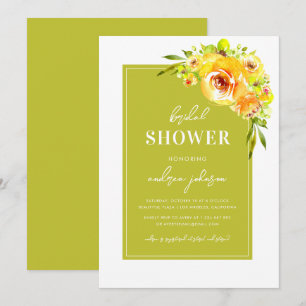 Green & Yellow Vibrant Summer Garden Bridal Shower Invitation