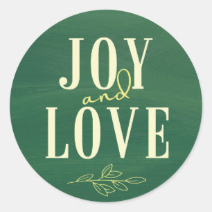 Green Yellow Watercolor Joy & Love Christmas Label