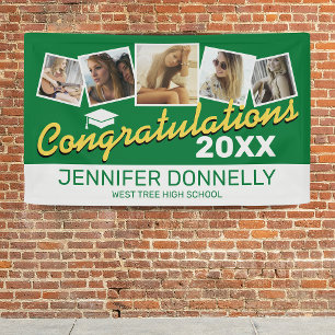 Green Yellow White 2025 Graduation Party Banner