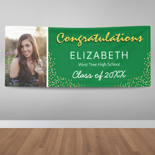 Green Yellow White 2025 Graduation Photo Banner
