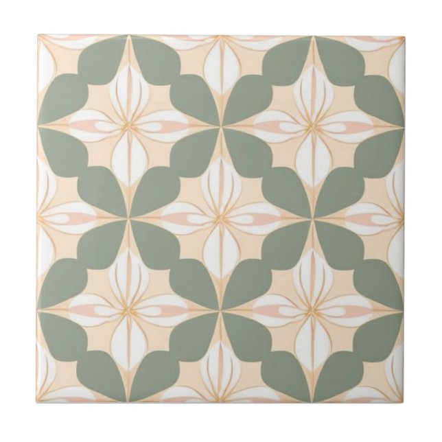 Green, yellow, white and pink floral tile (Front)
