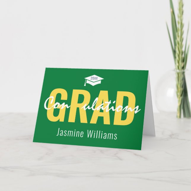 Green Yellow White Congradulations Graduate Card (Front)