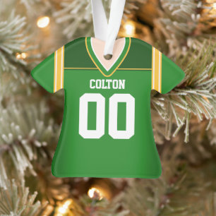 Green/Yellow/White Football Jersey Ornament