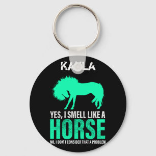 Green Yes I Smell Like A Horse Personalised  Key Ring