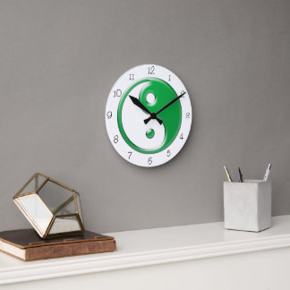 Green Yin Yang Round Clock