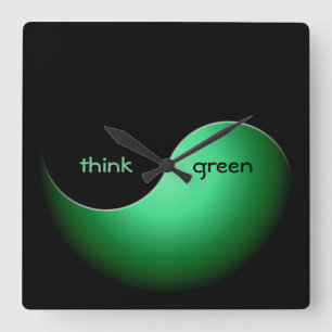 green yin yang square wall clock