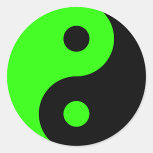 Green Yin Yang Symbol Classic Round Sticker
