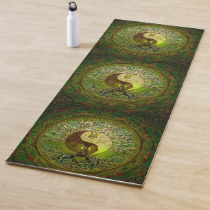 Green Yin Yang Tree of Life Namaste Yoga Mat