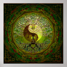 Green Yin Yang with Tree of Life