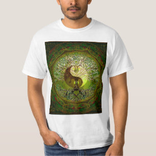 Green Yin Yang with Tree of Life T-Shirt