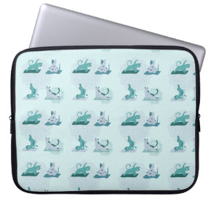 Green Yoga Cats Laptop Sleeve
