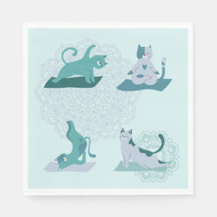 Green Yoga Cats Napkin