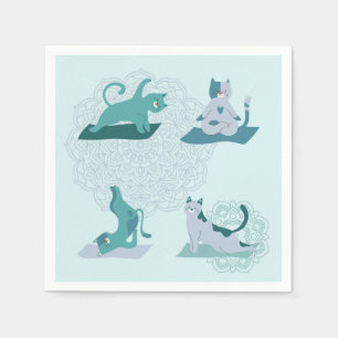 Green Yoga Cats Napkin