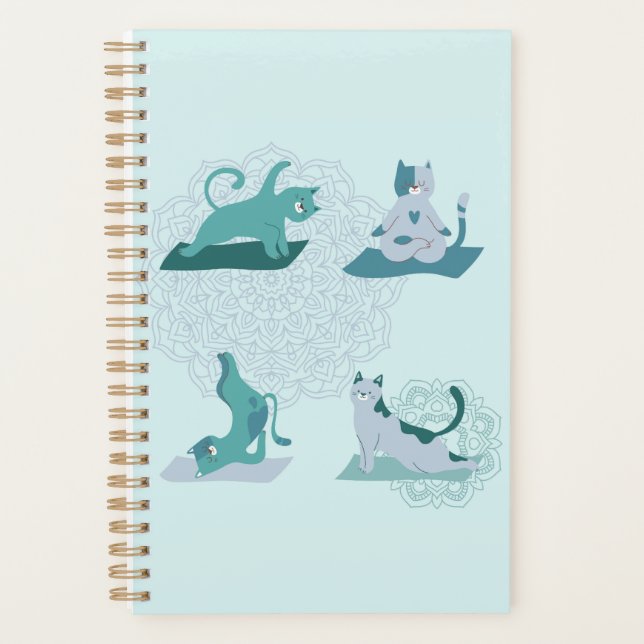  Green Yoga Cats Planner (Front)
