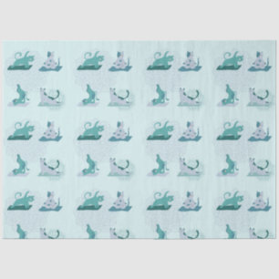 Green Yoga Cats Tissue Paper