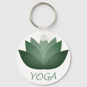 Green Yoga Lotus Flower Key Ring