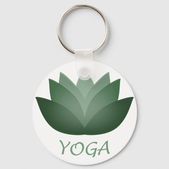 Green Yoga Lotus Flower Key Ring (Front)