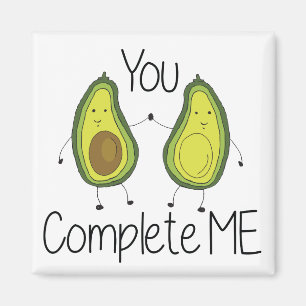 Green You Complete Me Avocado Cartoon Friends Magnet