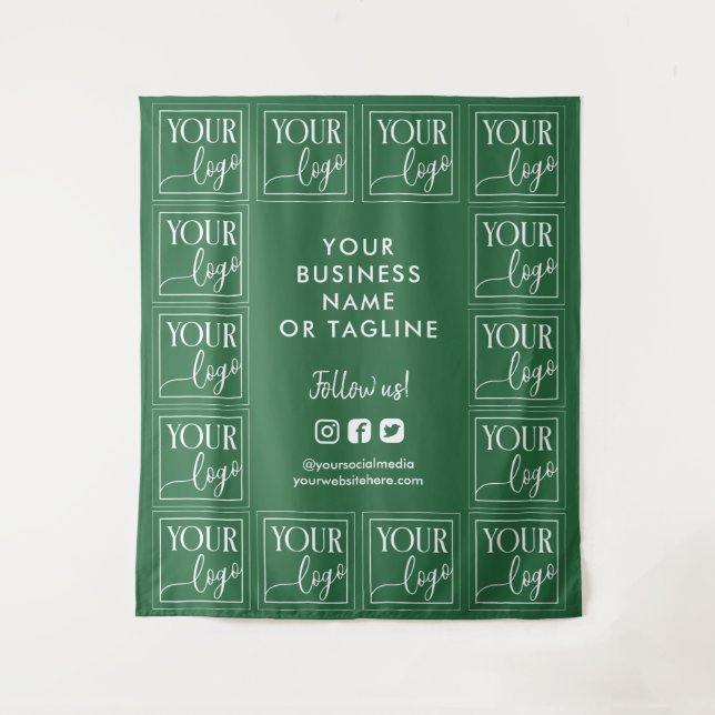 Green Your Logo & Social Media Backdrop Tapestry (Front)