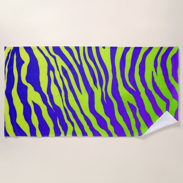 Green Zebra Beach Towel (Front)