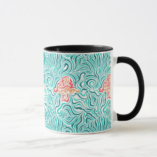 Green Zebra Stripe And Mushroom Mug