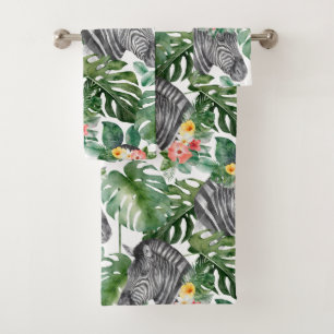 Green Zebra Tropical Trendy Fabulous Pattern Bath Towel Set
