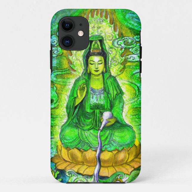 Green Zen Buddhist Goddess Kuan Yin iPhone 5 Case (Back)