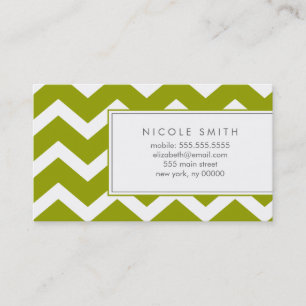 Green Zig Zag Chevron Pattern Calling Cards