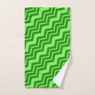Green Zig Zag Chevron Pattern Design  Hand Towel