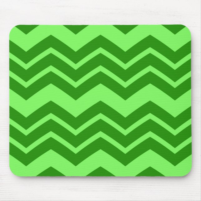 Green Zig Zag Chevron Pattern Design  Mouse Mat (Front)