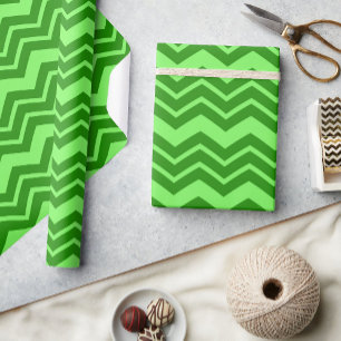 Green Zig Zag Chevron Pattern Design Wrapping Paper