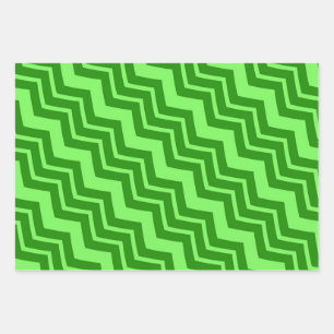 Green Zig Zag Chevron Pattern Design Wrapping Paper Sheet