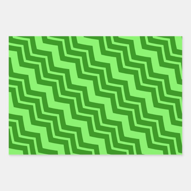 Green Zig Zag Chevron Pattern Design  Wrapping Paper Sheet (Front)