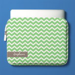 Green Zig Zag Chevrons Pattern Laptop Sleeve<br><div class="desc">Personalise this stylish laptop sleeve with your name,  initials,  monogram,  a especial date or any text of your choice.
 Visit our store for more pattern and colour choices as well as matching products such as ipad sleeves,  iphone and android covers and more!</div>