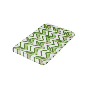 Green Zig Zag Stripes and Arrows Bath Mat