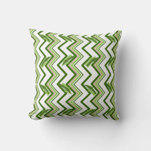 Green Zig Zag Stripes and Arrows Cushion