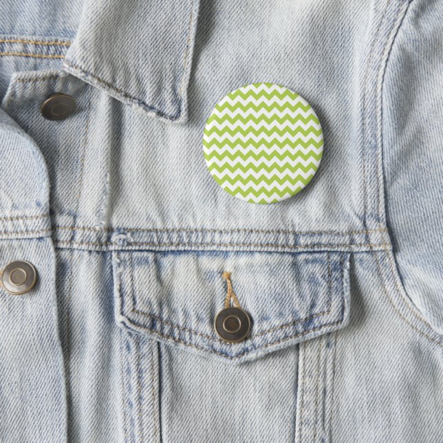 Green Zigzag, Green Chevron, Geometric Pattern 6 Cm Round Badge (In Situ)